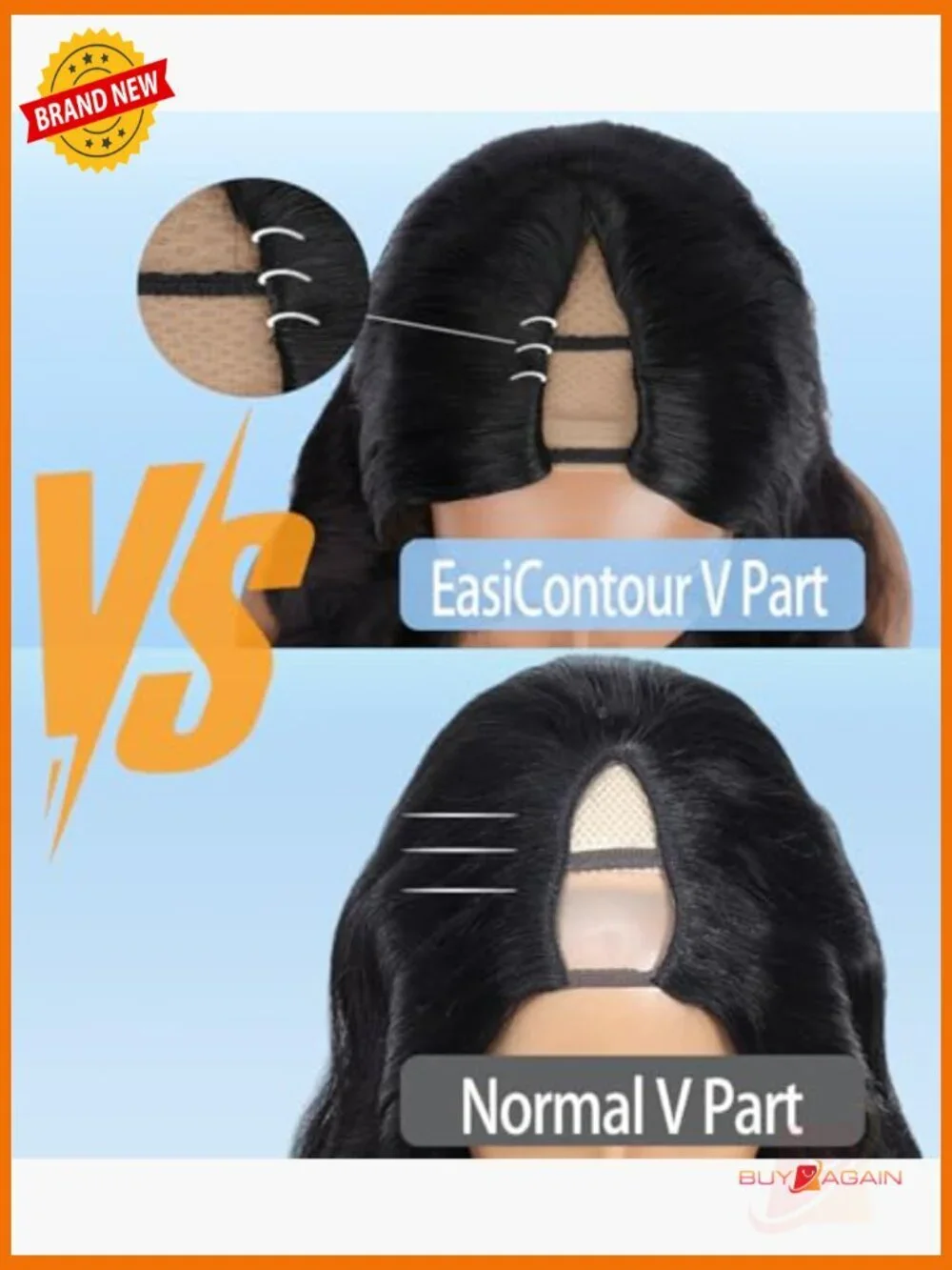 V Part Wig Human Hair Body Wave Glueless Half Wig with Clip